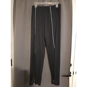 Jerzees Black Athletic Activewear Pants, Women's Large 14/16, White Piping